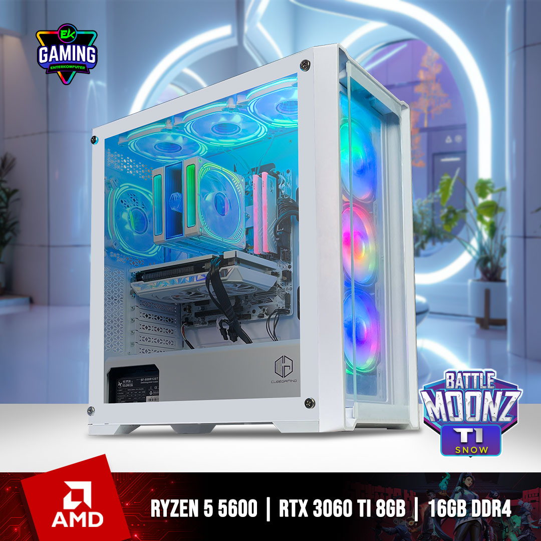 Rakit Pc Ryzen 3080 Ti EK Gaming BattleMoonz-TI SNOW Enterkomputer